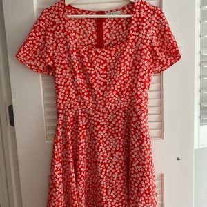 Red floral mini dress